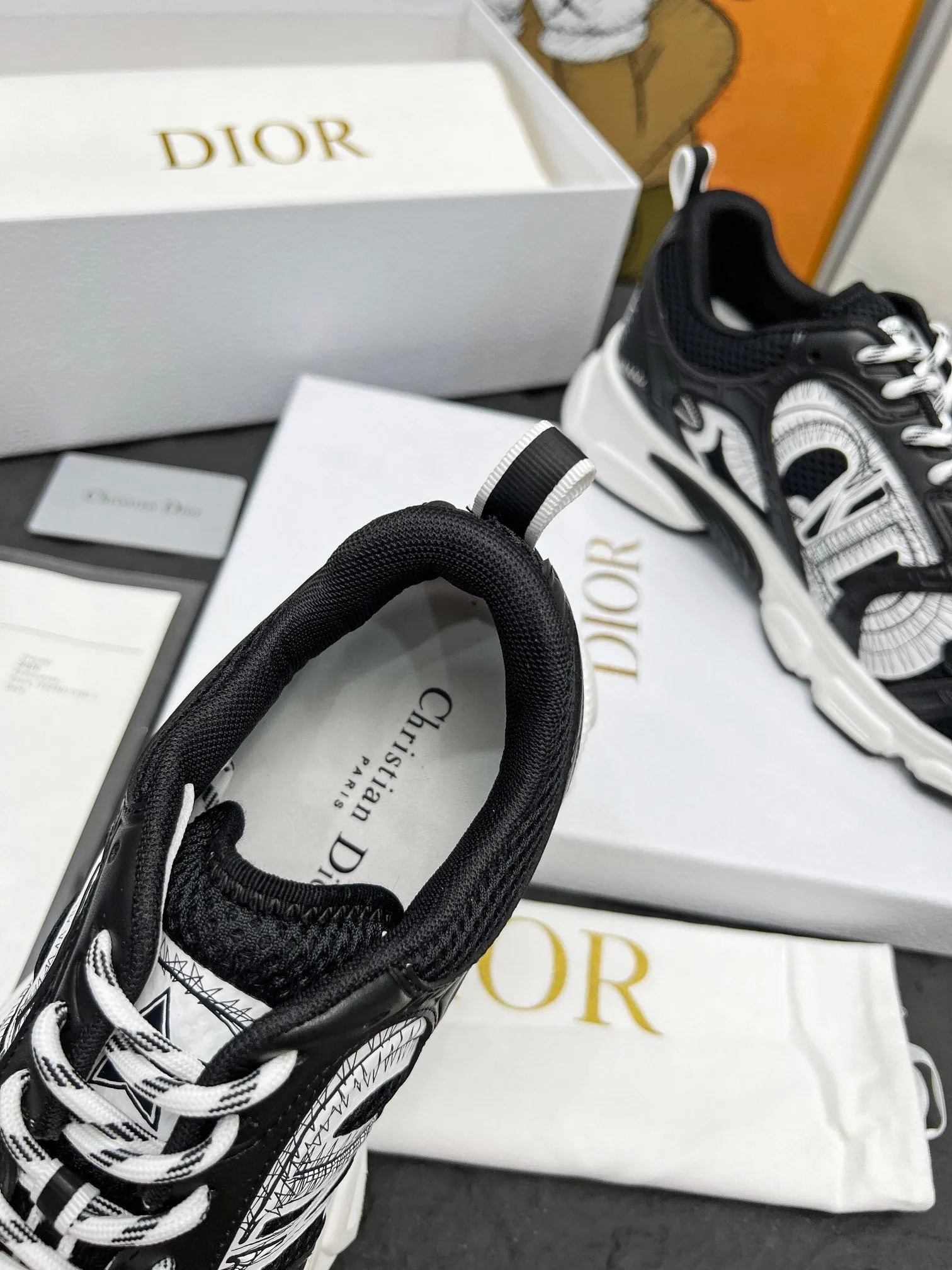 CD Chrono Sneaker Black Wool Lining Mesh Fabric And Calfskin