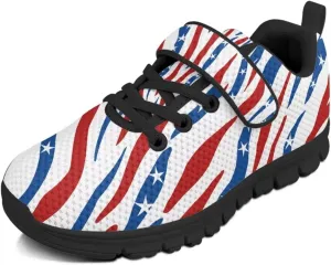 Children's Single Buckle Sneakers Animal Print Running Shoes Anti-Skid Mesh Sneakers for Walking