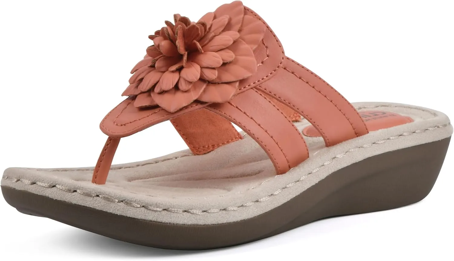 CLIFFS BY WHITE MOUNTAIN Women's Cassia Mini Wedge Flower Flip Flop Sandal