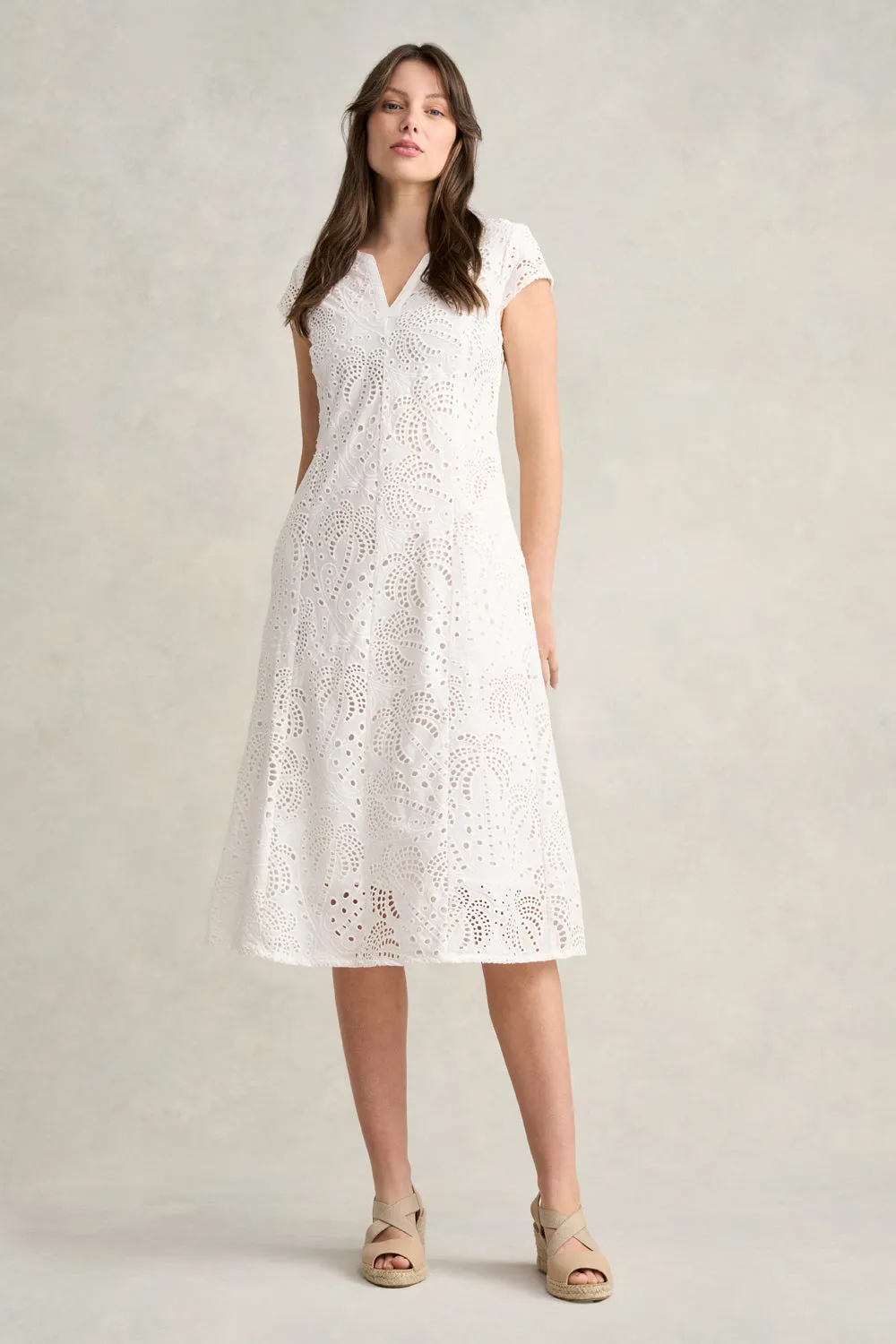 Cotton Broderie Dress - White