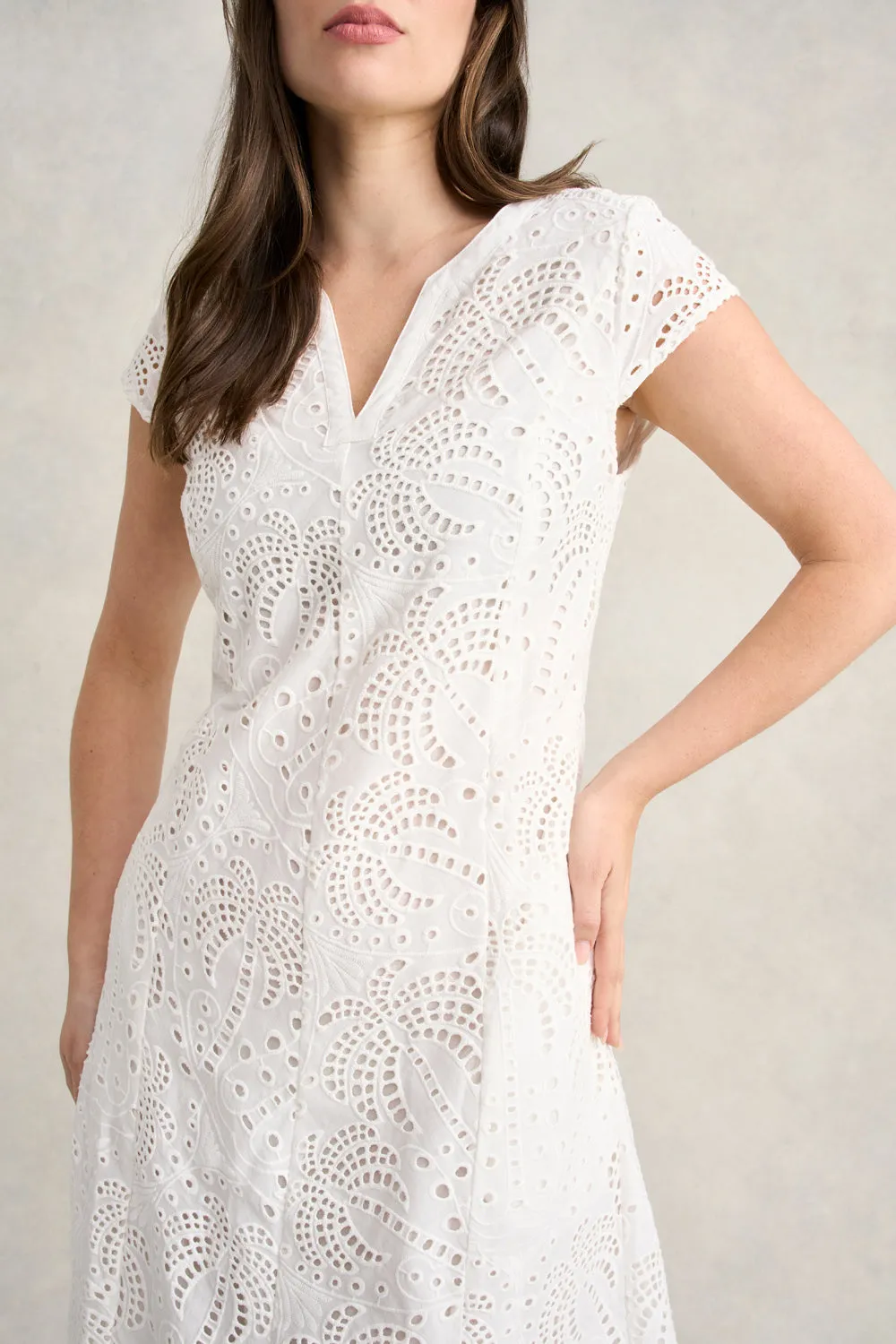 Cotton Broderie Dress - White