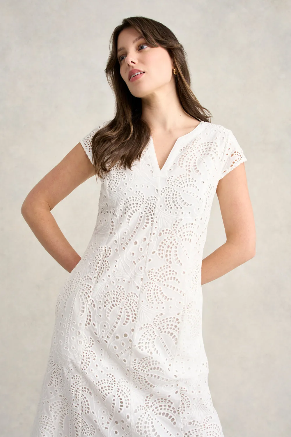 Cotton Broderie Dress - White