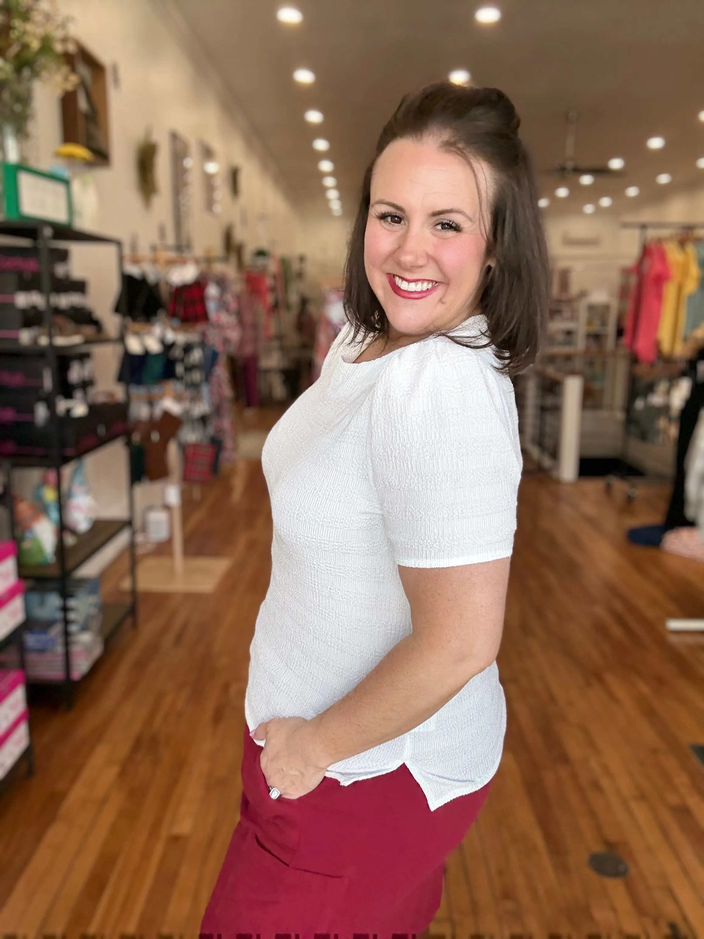 Cotton Gauze Cargo Skort- Garnet
