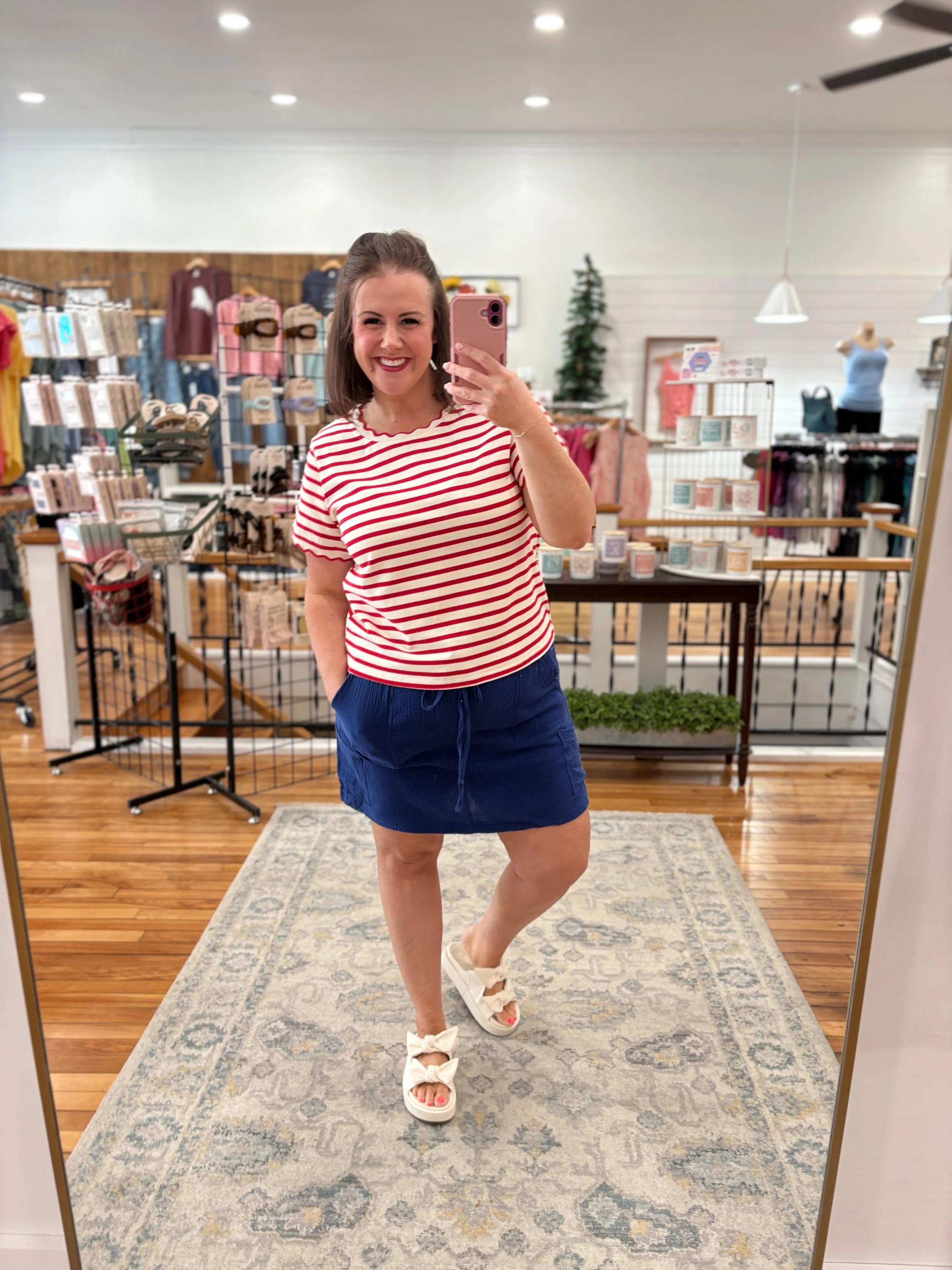 Cotton Gauze Skort Navy