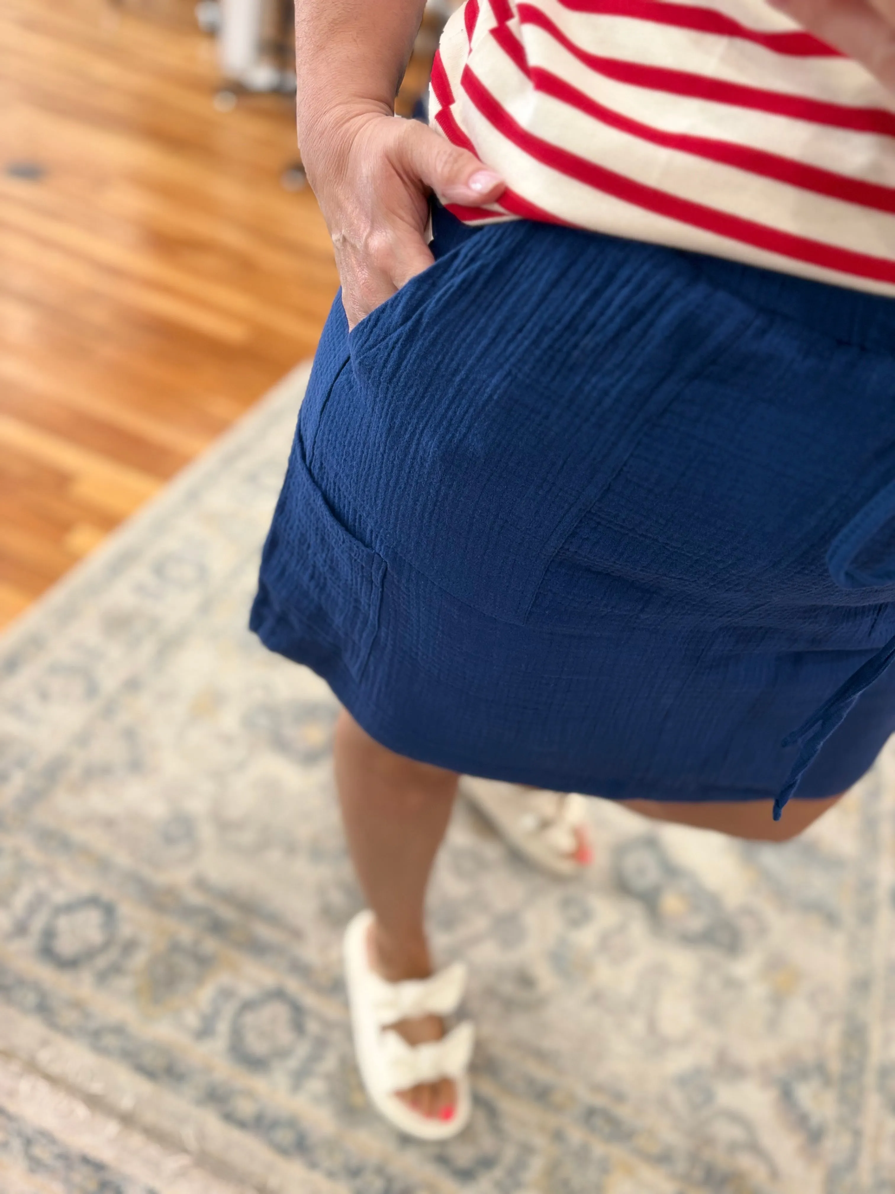 Cotton Gauze Skort Navy