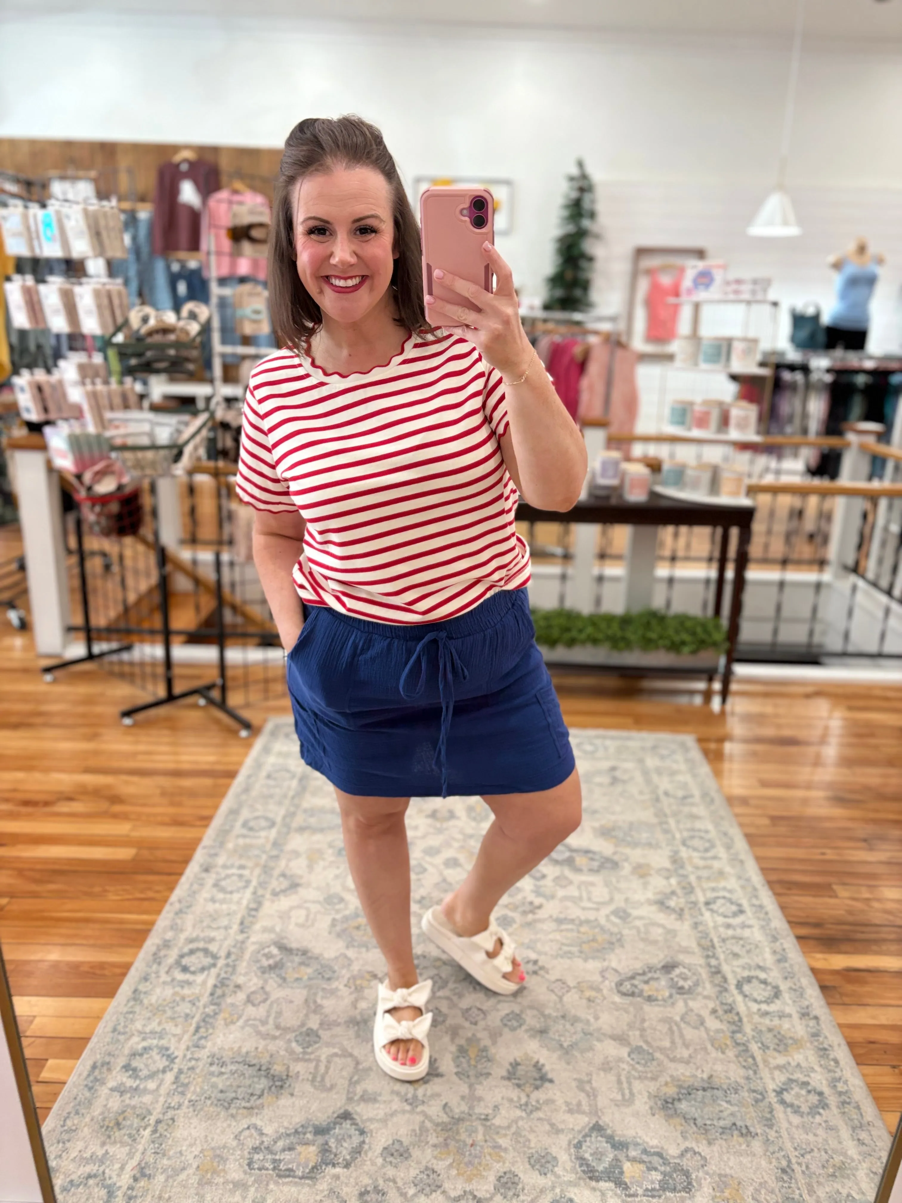 Cotton Gauze Skort Navy