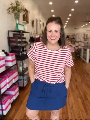 Cotton Gauze Skort Navy