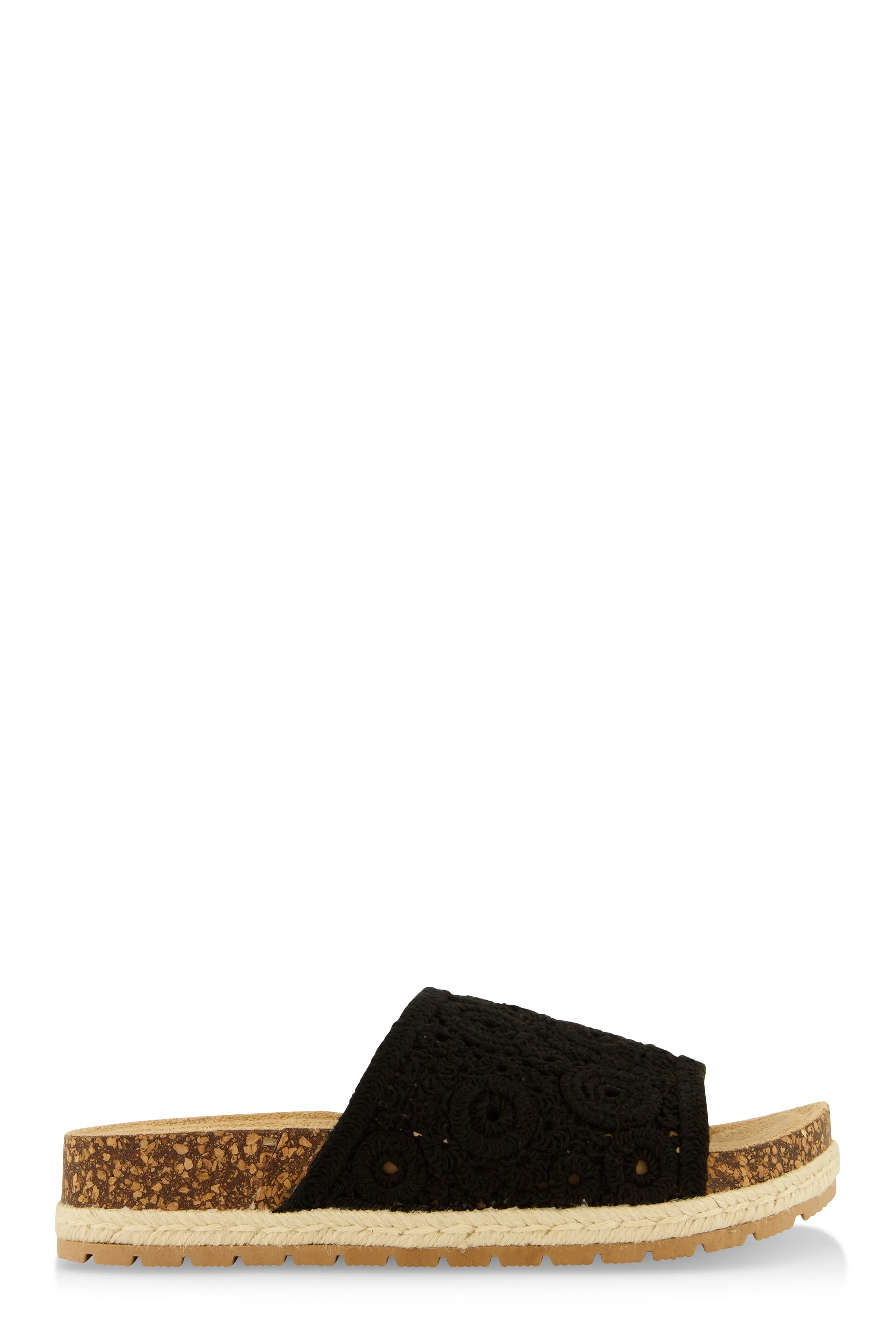 Crochet Band Low Platform Slide Sandals