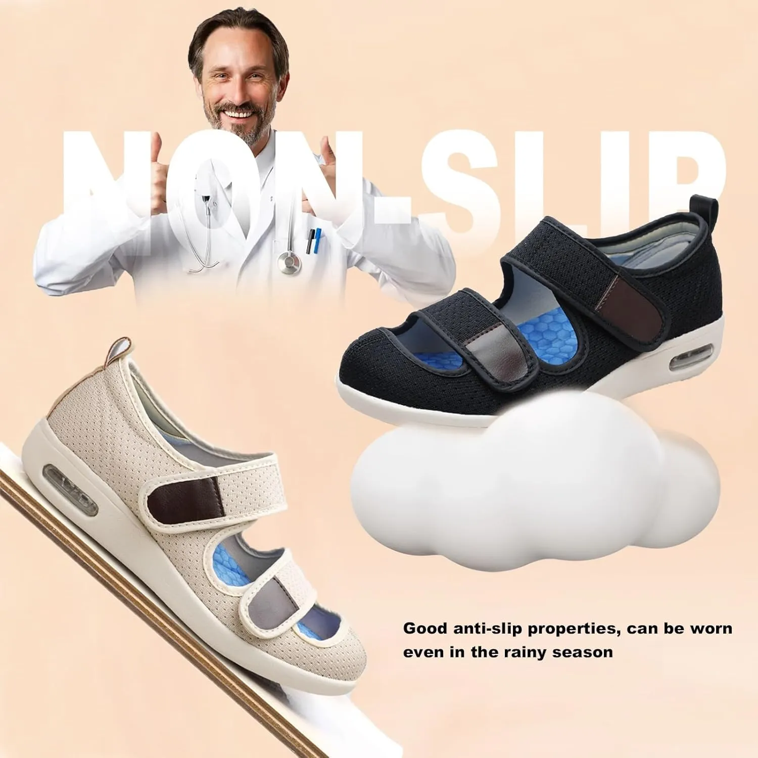 Diabetic Shoes,Summer Breathable Wide Last Elderly Walking Shoes