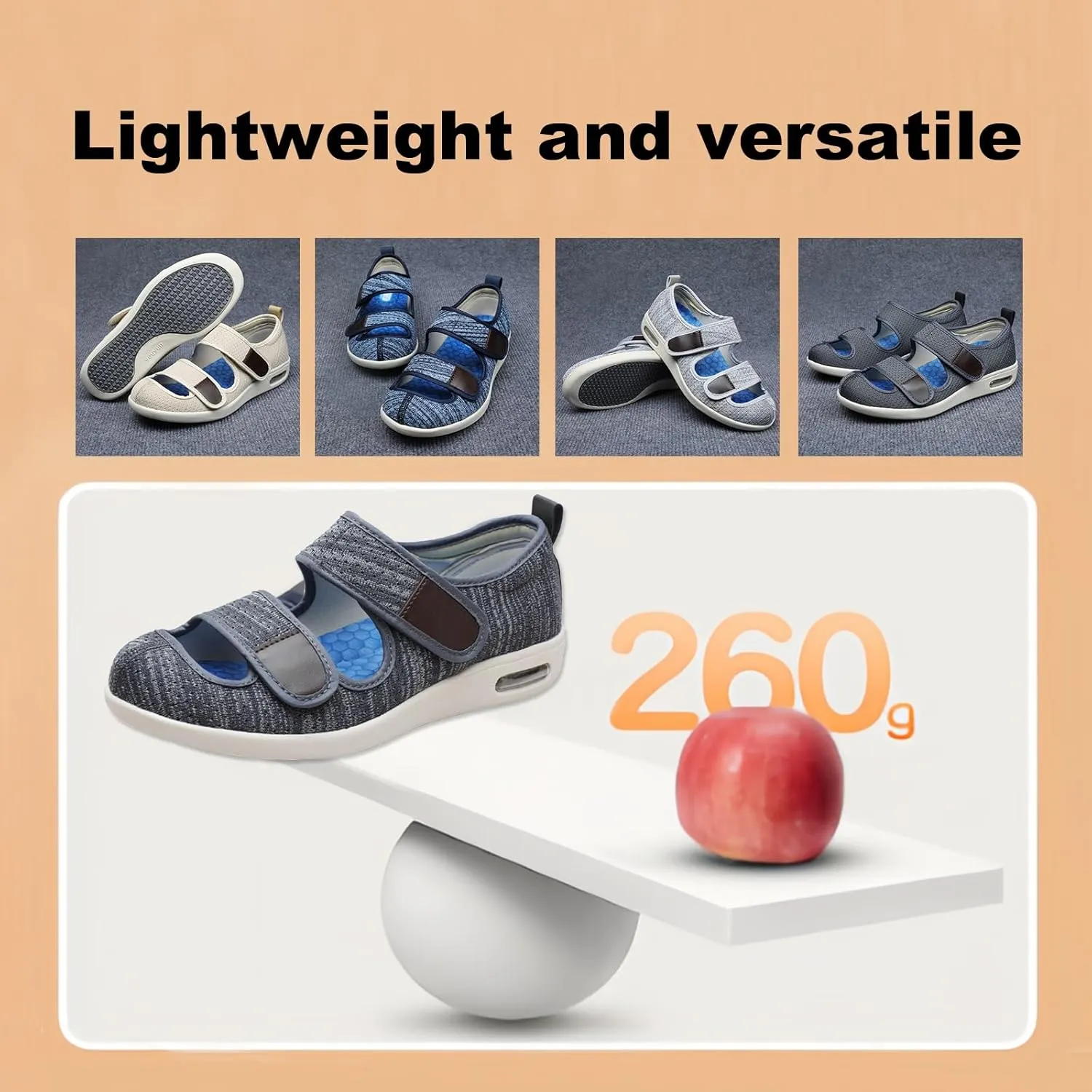 Diabetic Shoes,Summer Breathable Wide Last Elderly Walking Shoes