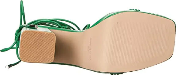 Discounted delivery Open Heel Sandals Customer-oriented Manzie Green Heeled Steve Squared Up Block Toe Lace Madden