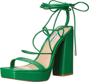 Discounted delivery Open Heel Sandals Customer-oriented Manzie Green Heeled Steve Squared Up Block Toe Lace Madden