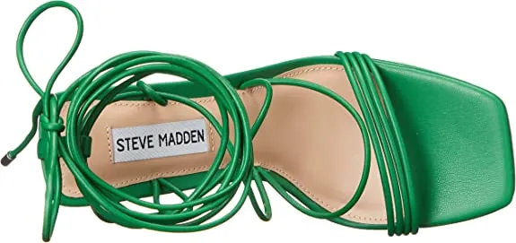 Discounted delivery Open Heel Sandals Customer-oriented Manzie Green Heeled Steve Squared Up Block Toe Lace Madden