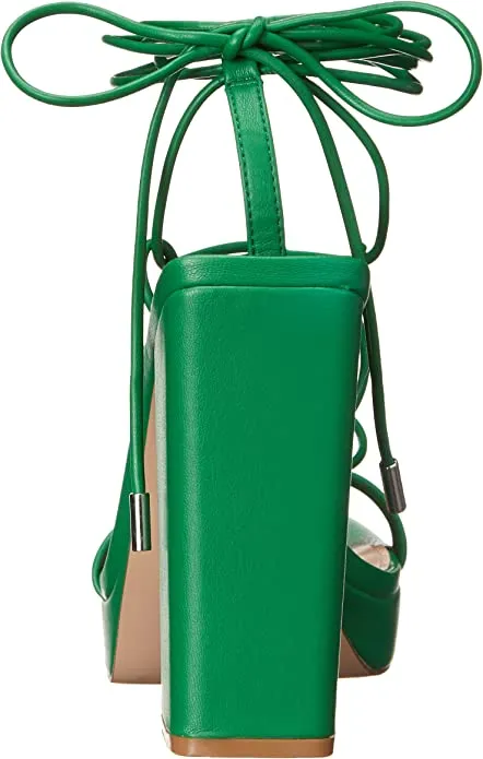 Discounted delivery Open Heel Sandals Customer-oriented Manzie Green Heeled Steve Squared Up Block Toe Lace Madden