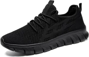 EGMPDA Mens Walking Shoes Lightweight Breathable Non Slip Sneakers Tennis Shoes Workout Gym Shoes for Running Black 8