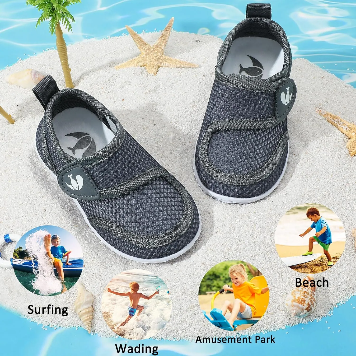 FEETCITY Toddler Water Shoes Boys Girls Swim Shoes Quick Dry Kids Aqua Socks Barefoot for Beach Swimming Pool