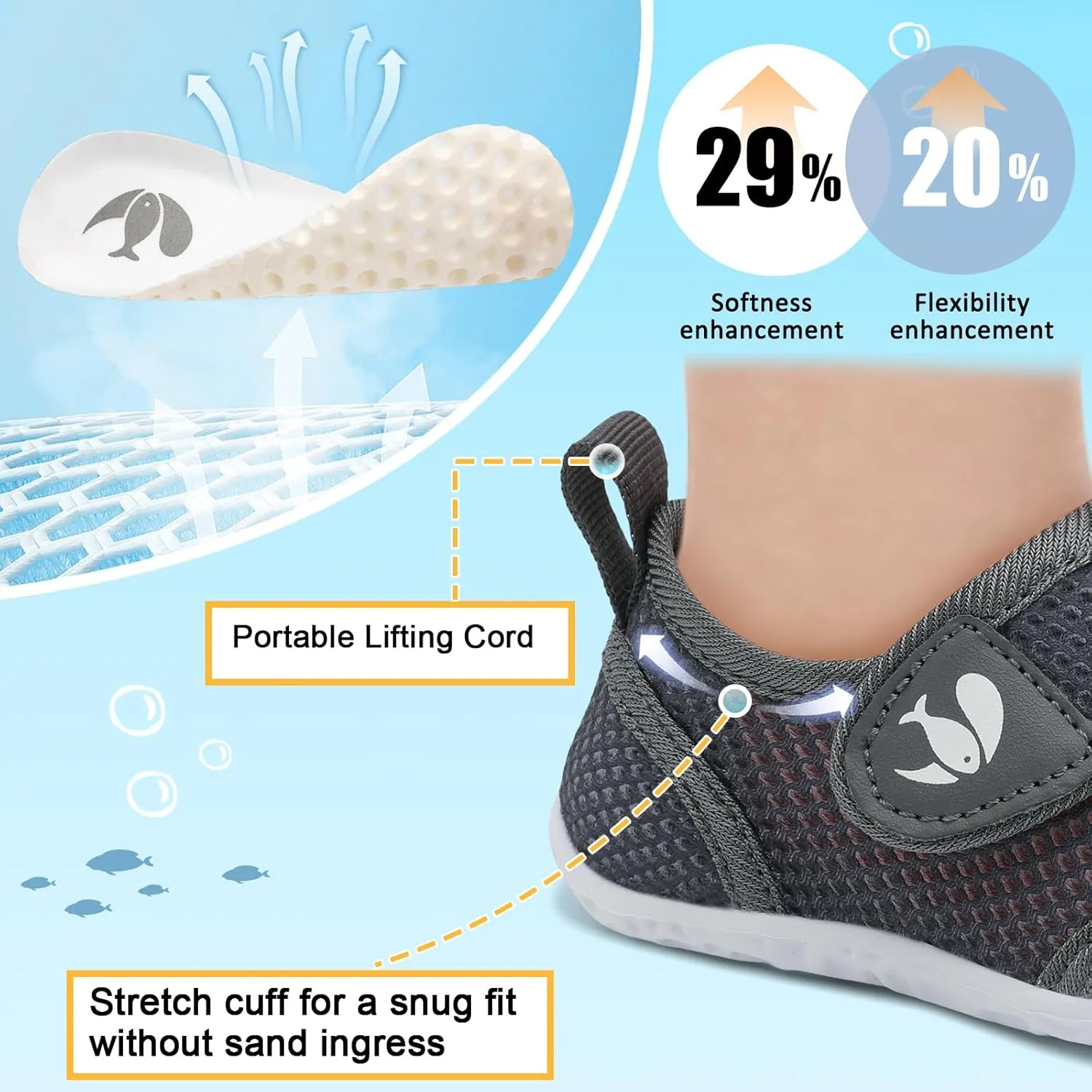 FEETCITY Toddler Water Shoes Boys Girls Swim Shoes Quick Dry Kids Aqua Socks Barefoot for Beach Swimming Pool