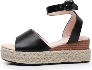 Felabo Girls' Flatform Espadrille Sandals – Open-Toe, Adjustable Ankle Strap, Casual Summer Shoes (Little Kid/Big Kid)