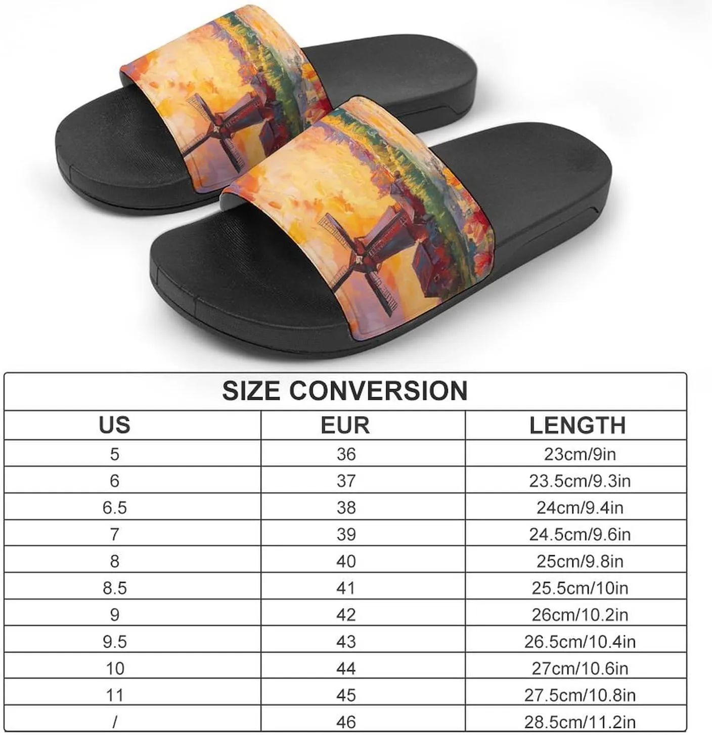 Field Of Tulips And Windmill Shower Sandals Home Slippers Non-Slip Quick Drying Beach Bathroom Slipper