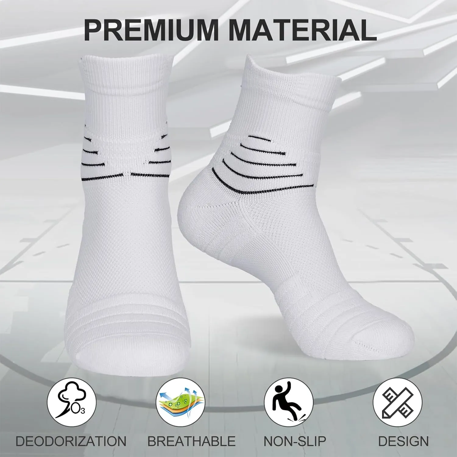 Finerview Elite Basketball Socks 4/8 Pairs, Cushion Performance Crew Athletic Socks for Adult & Youth