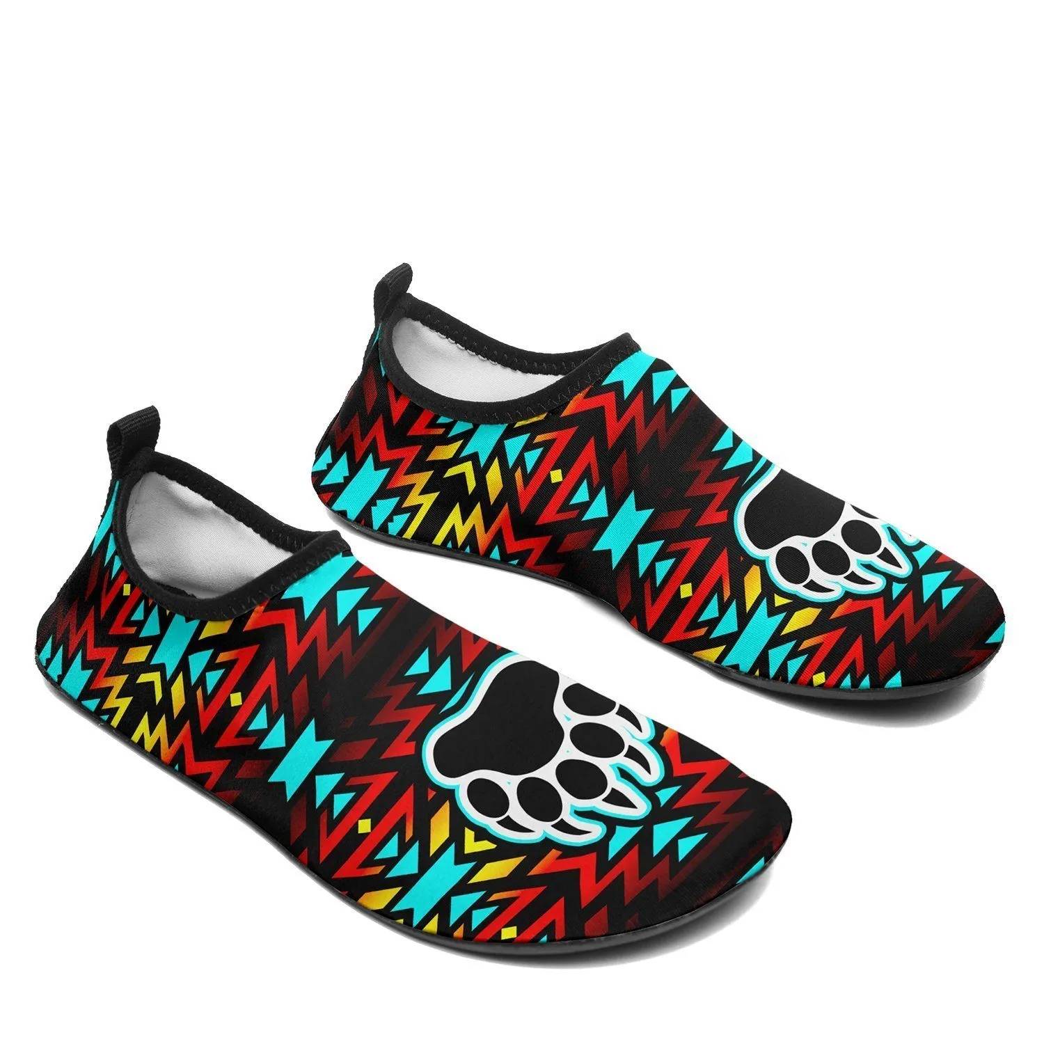 Fire Colors and Turquoise Bearpaw Kid's Sockamoccs