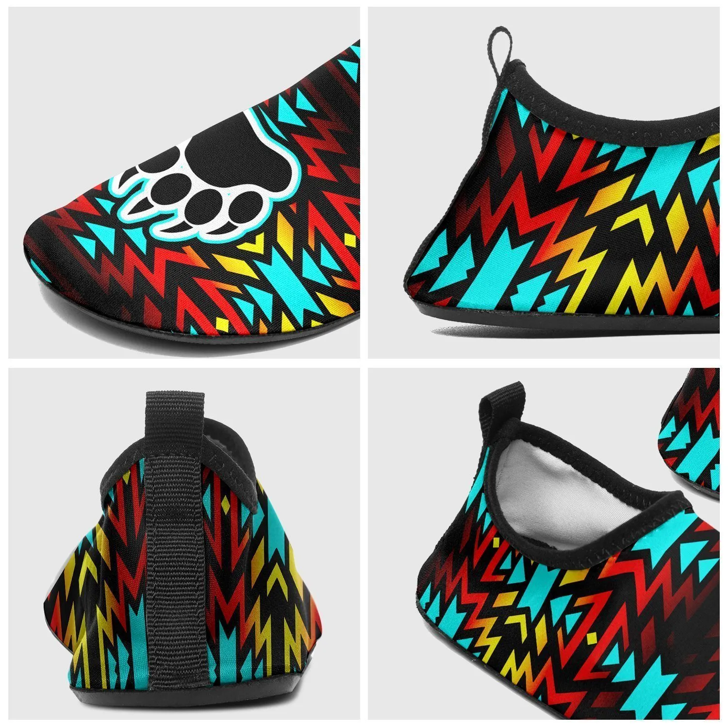 Fire Colors and Turquoise Bearpaw Kid's Sockamoccs