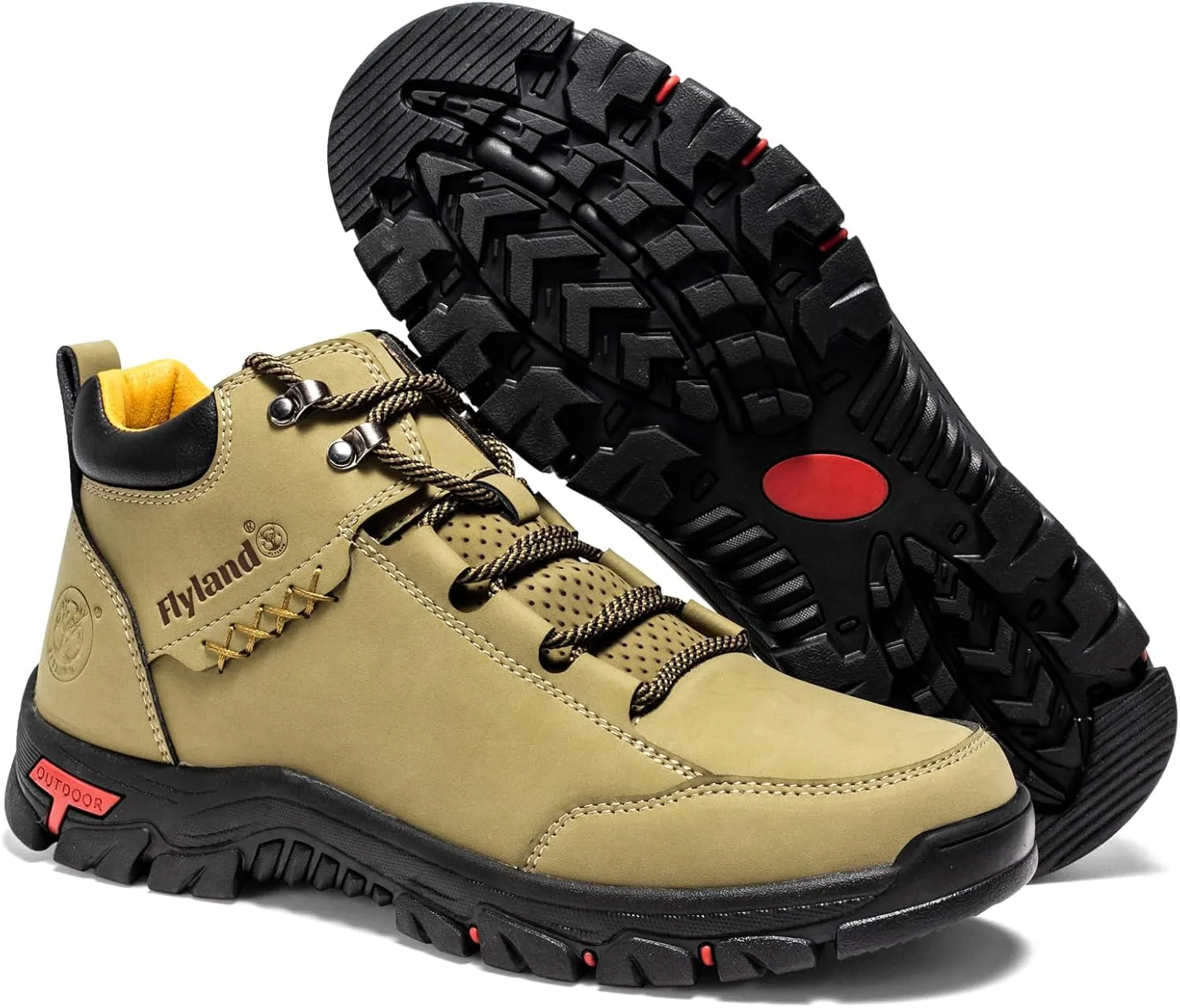 FLYLAND Men's Casual Leather Shoes Chukka Ankle Boots Handmade Fashion Shoes Non Slip Breathable Comfortable Mid Top for Driving Walking Outdoor