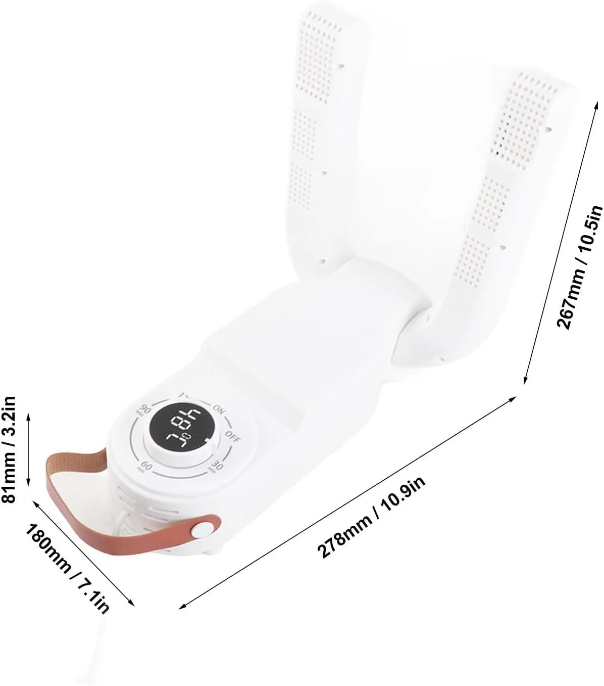 Foot Dryer, ABS Deodorizing Constant Temperature Smart Timer Shoe Warmer White Quiet for Home (US Plug 110V)