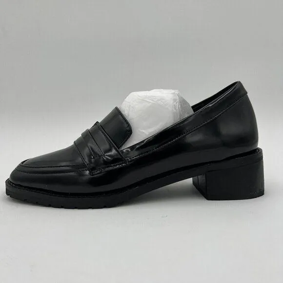 FOWT Black Dressy Comfortable Low Heels Loafers Square Toe Office Shoes