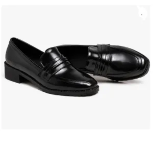 FOWT Black Dressy Comfortable Low Heels Loafers Square Toe Office Shoes
