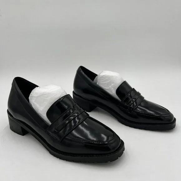 FOWT Black Dressy Comfortable Low Heels Loafers Square Toe Office Shoes