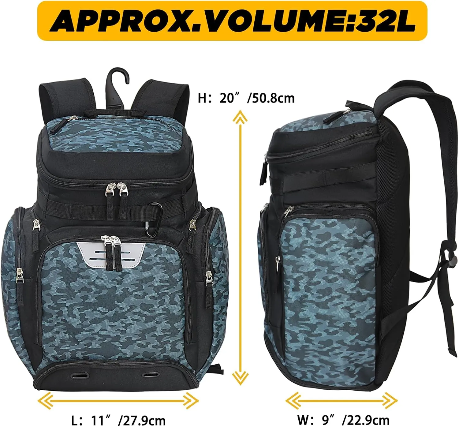 Goloni Basketball Backpack,Large Sports Bag with Ball Compartment & Shoe Compartment for Basketball, Soccer, Volleyball,Gym