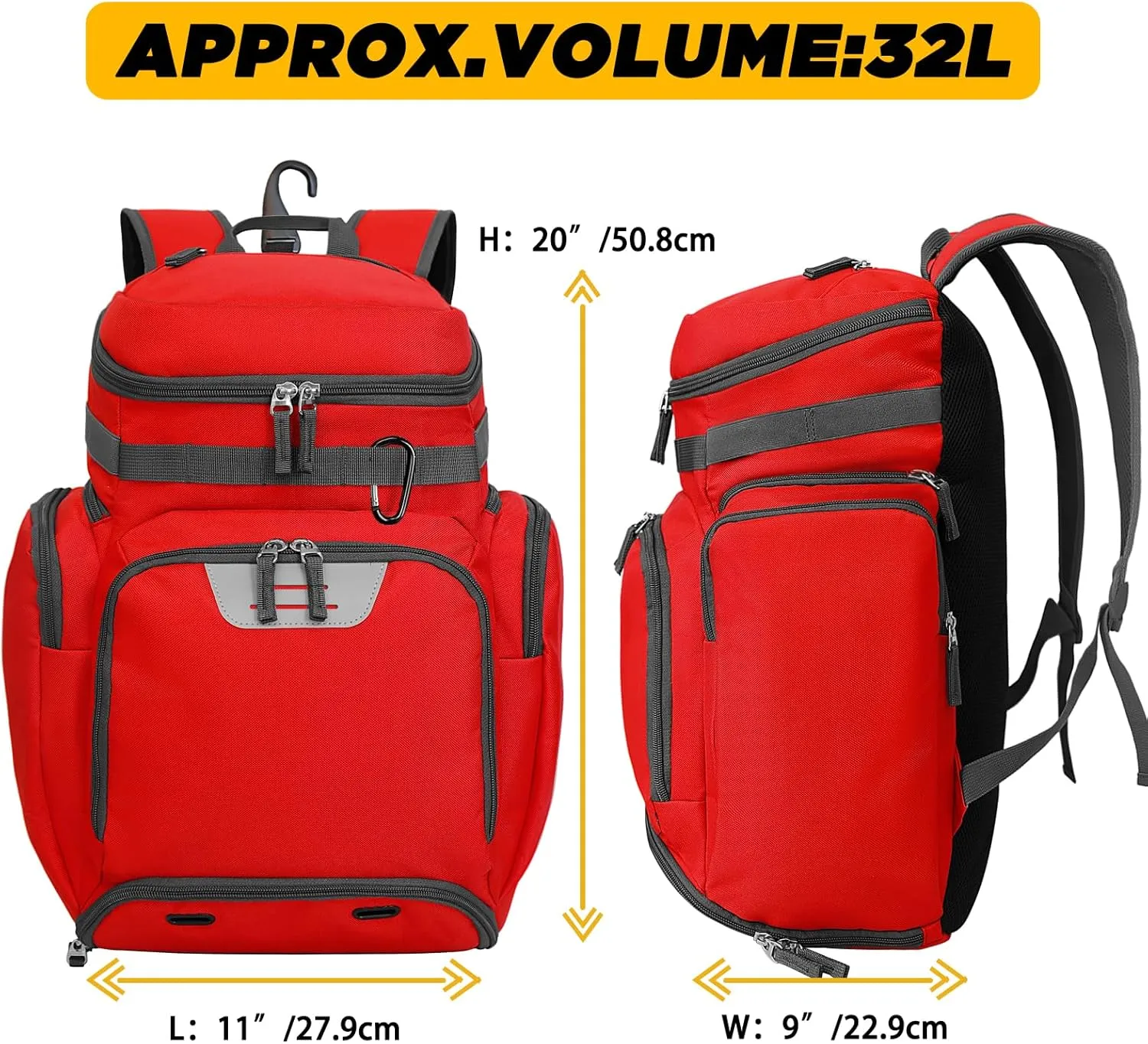 Goloni Basketball Backpack,Large Sports Bag with Ball Compartment & Shoe Compartment for Basketball, Soccer, Volleyball,Gym