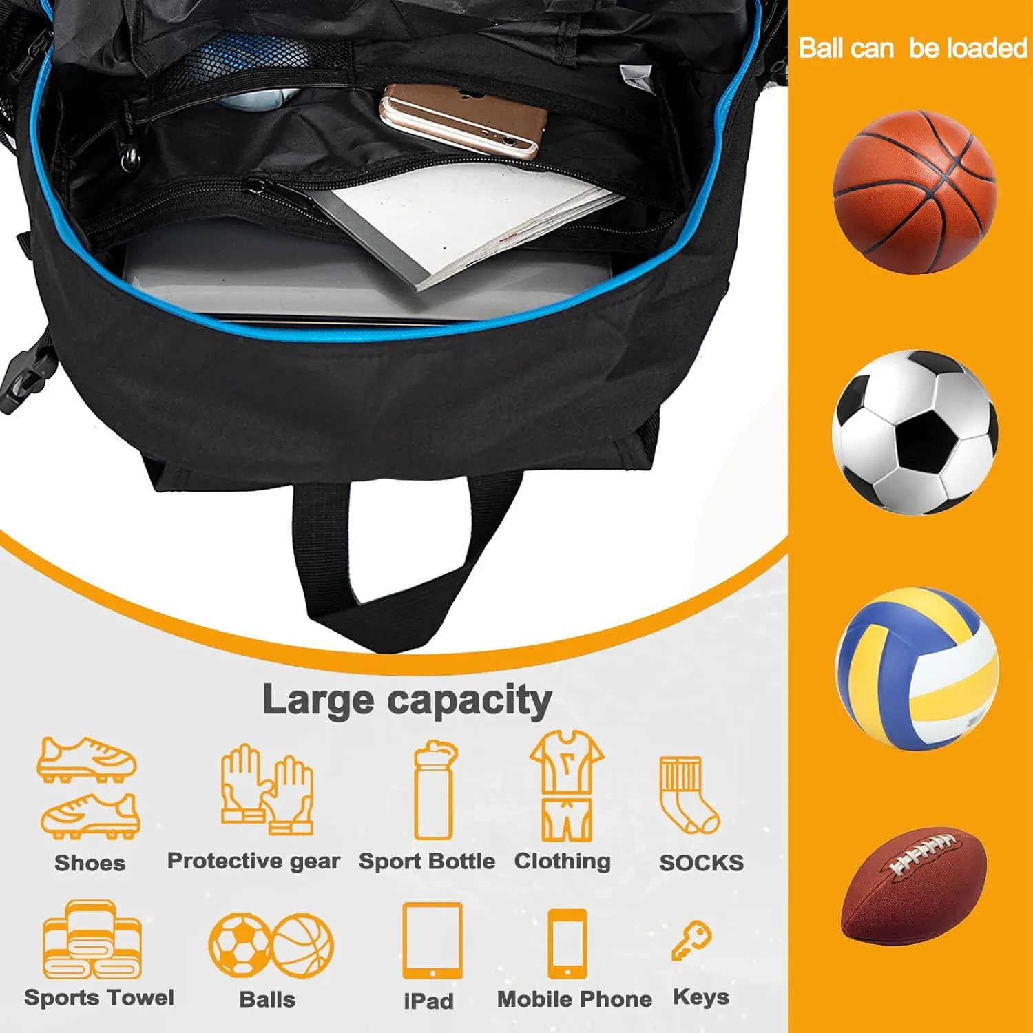 Goloni Soccer Backpack,Basketball Backpack with Ball Compartment & Shoe Compartment,Backpack for Basketball,Soccer
