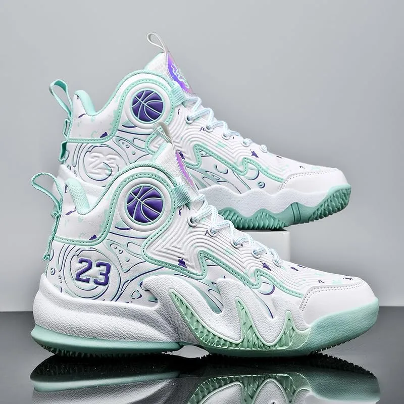 High Top Basketball Shoes Men Shoes Women Shoes Non-Slip Breathable Outdoor Shoes Fashion Graffiti Training Shoes Volleyball Shoes