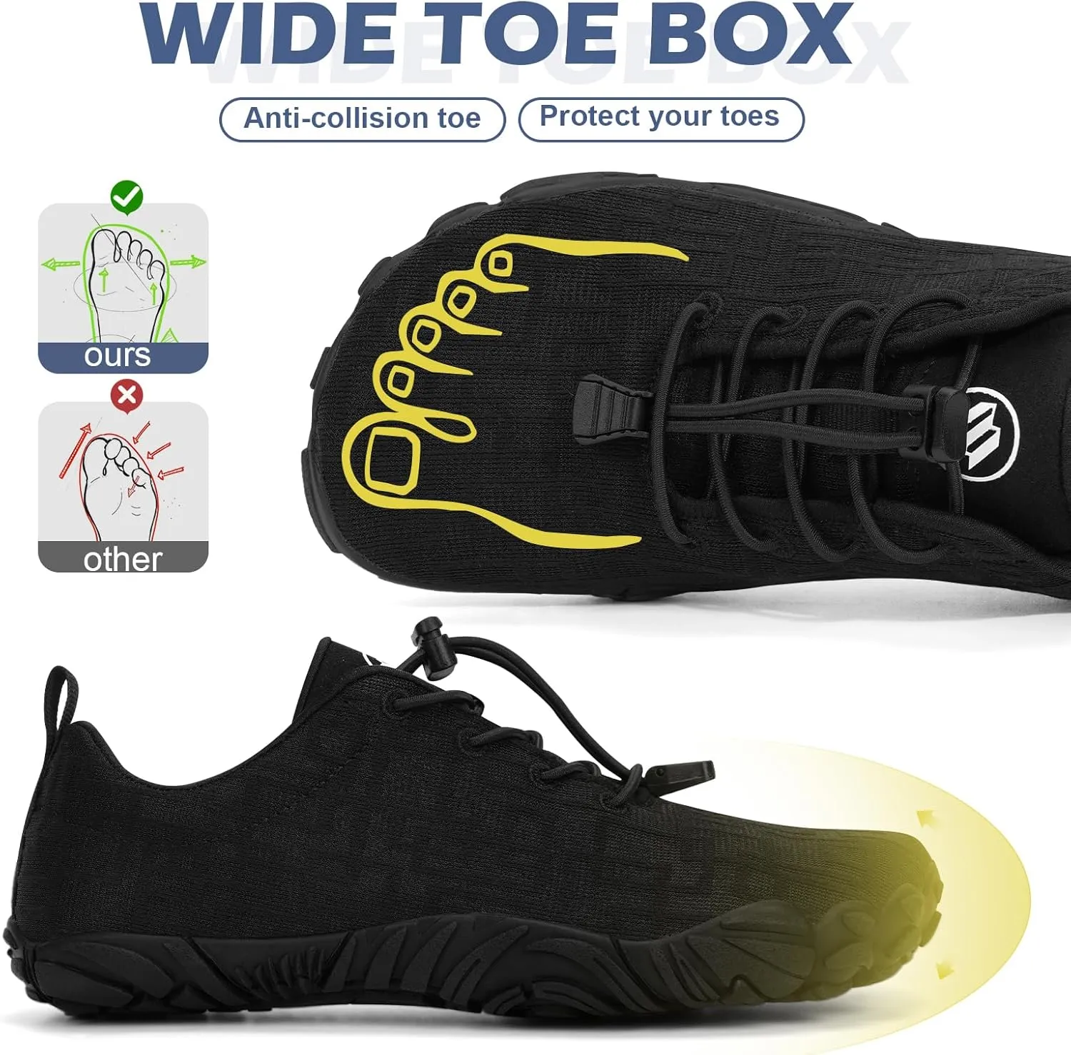 Hike Barefoot Shoes Women Men with Wide Toe Box Footwear Healthy Non-Slip Hike Beach Pool Aqua Swim Surf Hiking Running Athletic Water Shoe