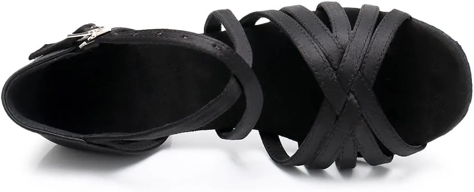 HIPPOSEUS Girls' Standard Latin Dance Shoes Open Toe Ballroom Dance Shoes Low Heel,Model WHXGG