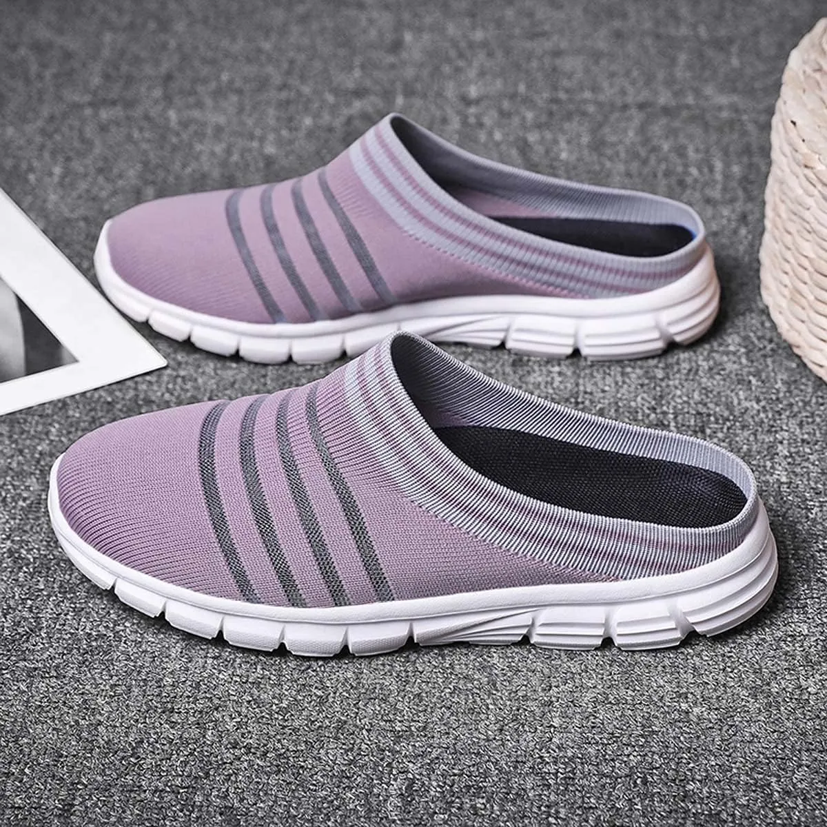 HYDLONGR Men's Women's Lightweight Breathable Knitted Mesh Upper Garden Sandals Quick-Drying Slippers Mules Clogs Shoes Indoor Outdoor