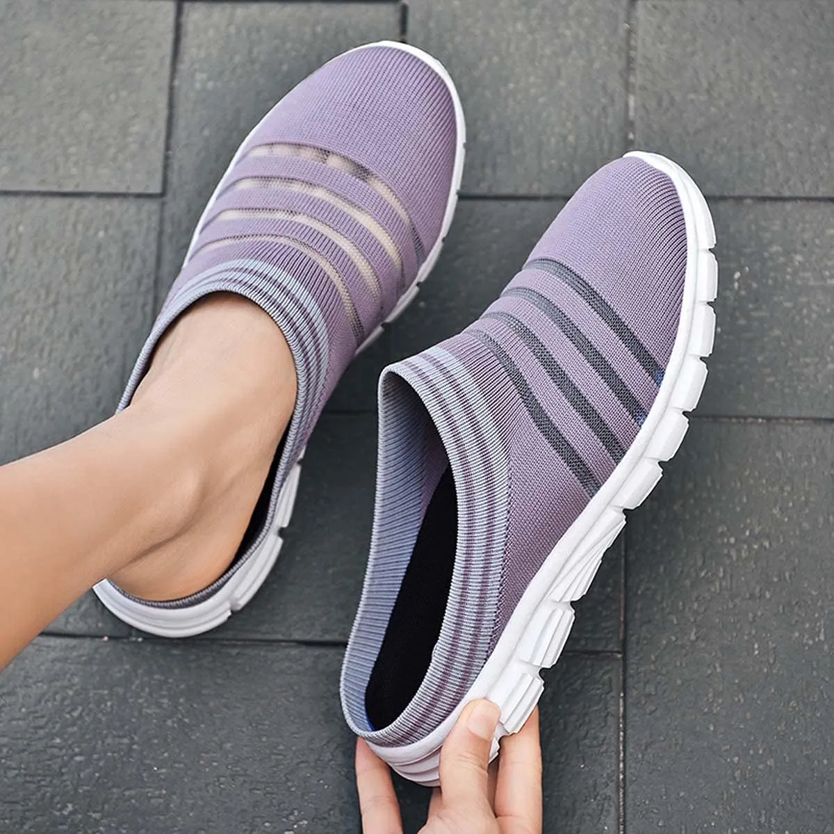 HYDLONGR Men's Women's Lightweight Breathable Knitted Mesh Upper Garden Sandals Quick-Drying Slippers Mules Clogs Shoes Indoor Outdoor