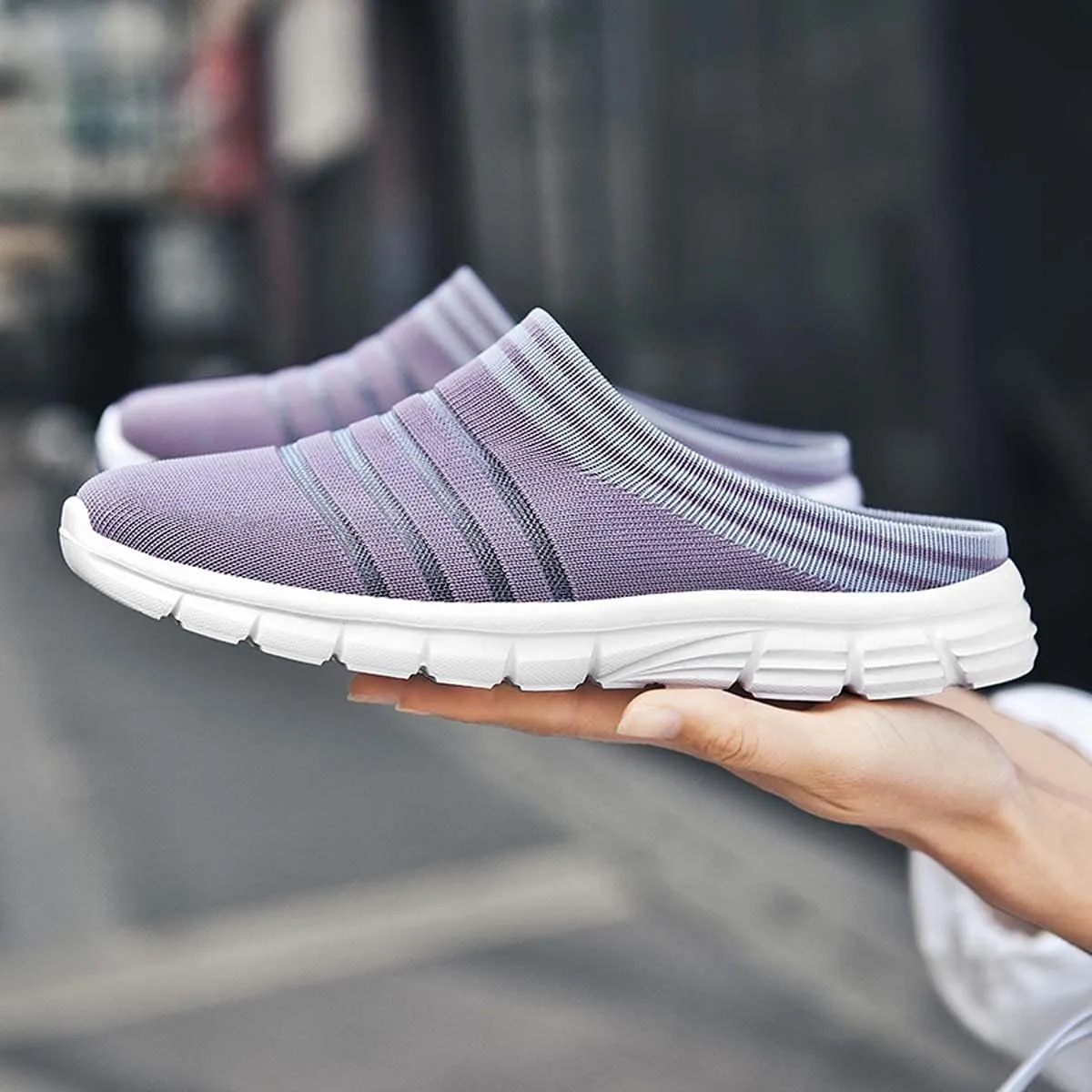 HYDLONGR Men's Women's Lightweight Breathable Knitted Mesh Upper Garden Sandals Quick-Drying Slippers Mules Clogs Shoes Indoor Outdoor