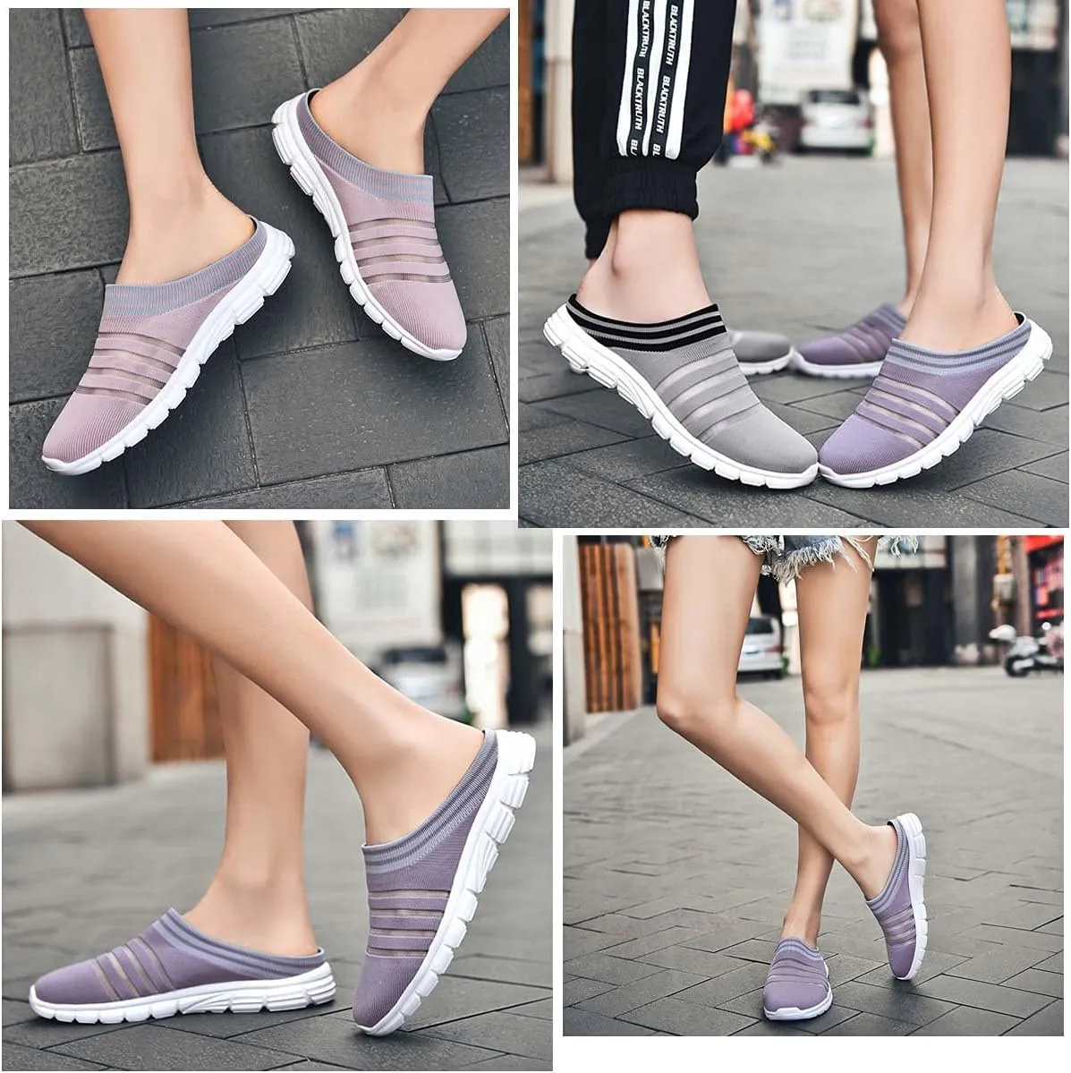 HYDLONGR Men's Women's Lightweight Breathable Knitted Mesh Upper Garden Sandals Quick-Drying Slippers Mules Clogs Shoes Indoor Outdoor