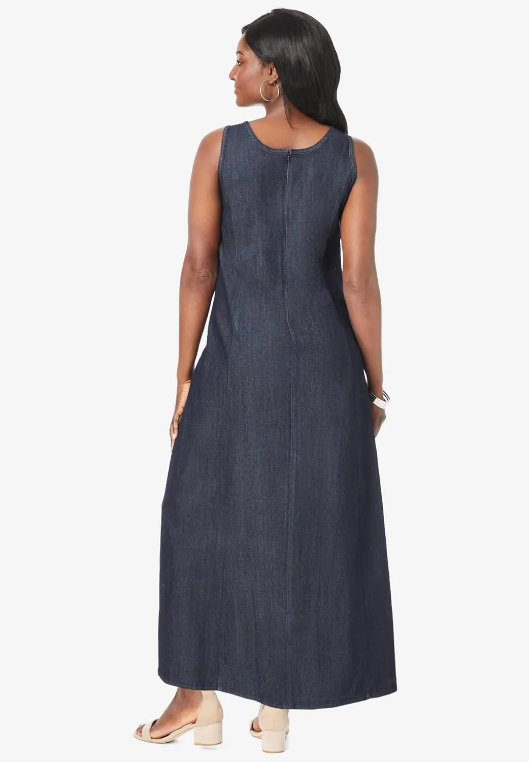 Jessica London Women's Plus Size Stretch Denim Maxi Dress