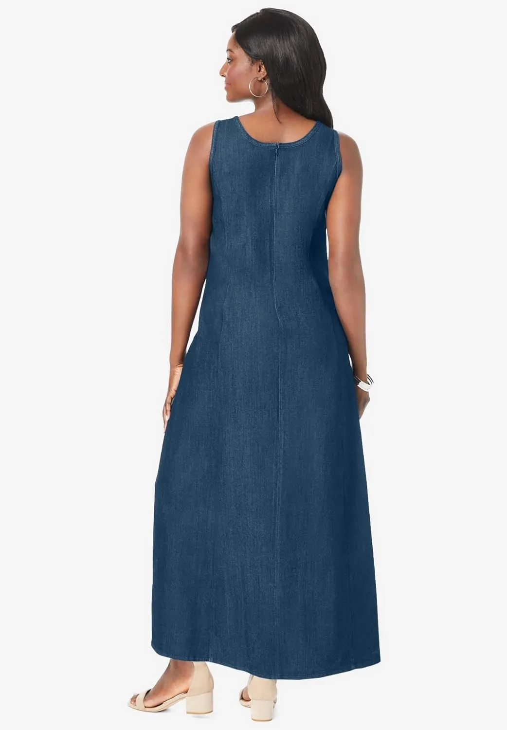 Jessica London Women's Plus Size Stretch Denim Maxi Dress