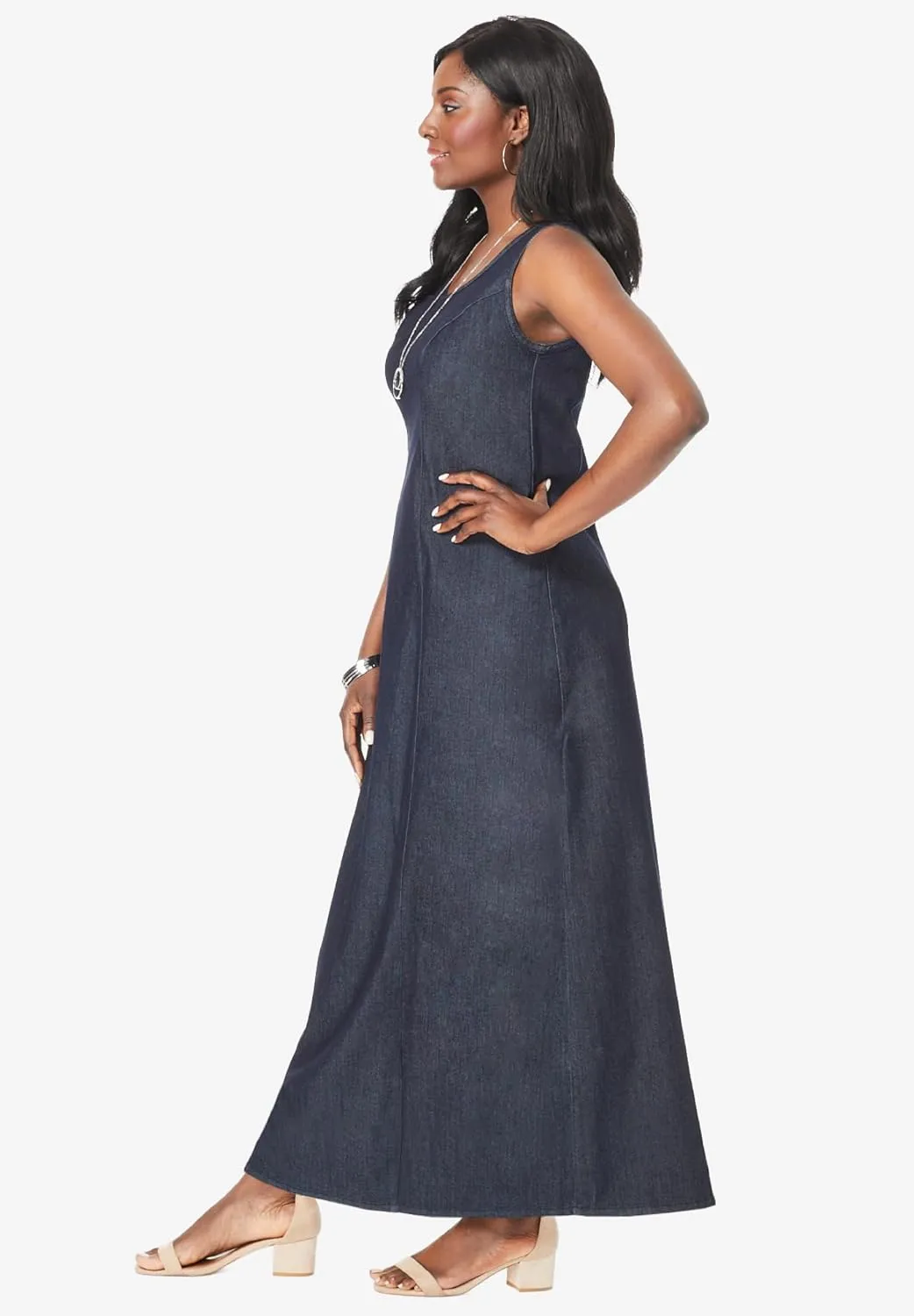 Jessica London Women's Plus Size Stretch Denim Maxi Dress