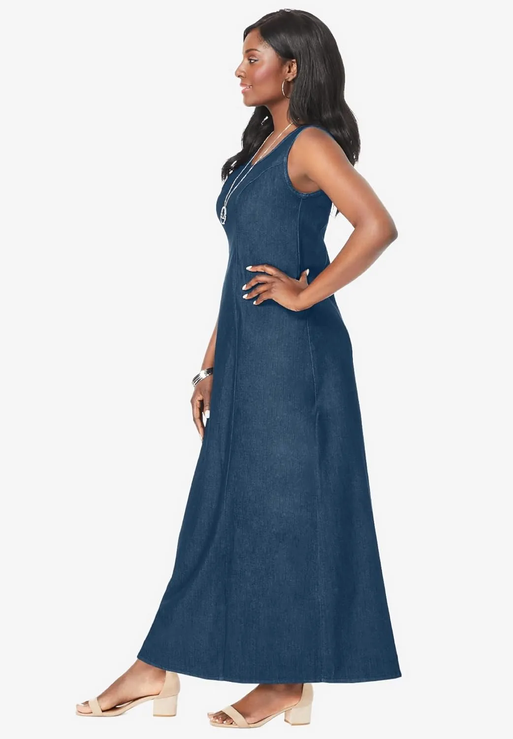 Jessica London Women's Plus Size Stretch Denim Maxi Dress