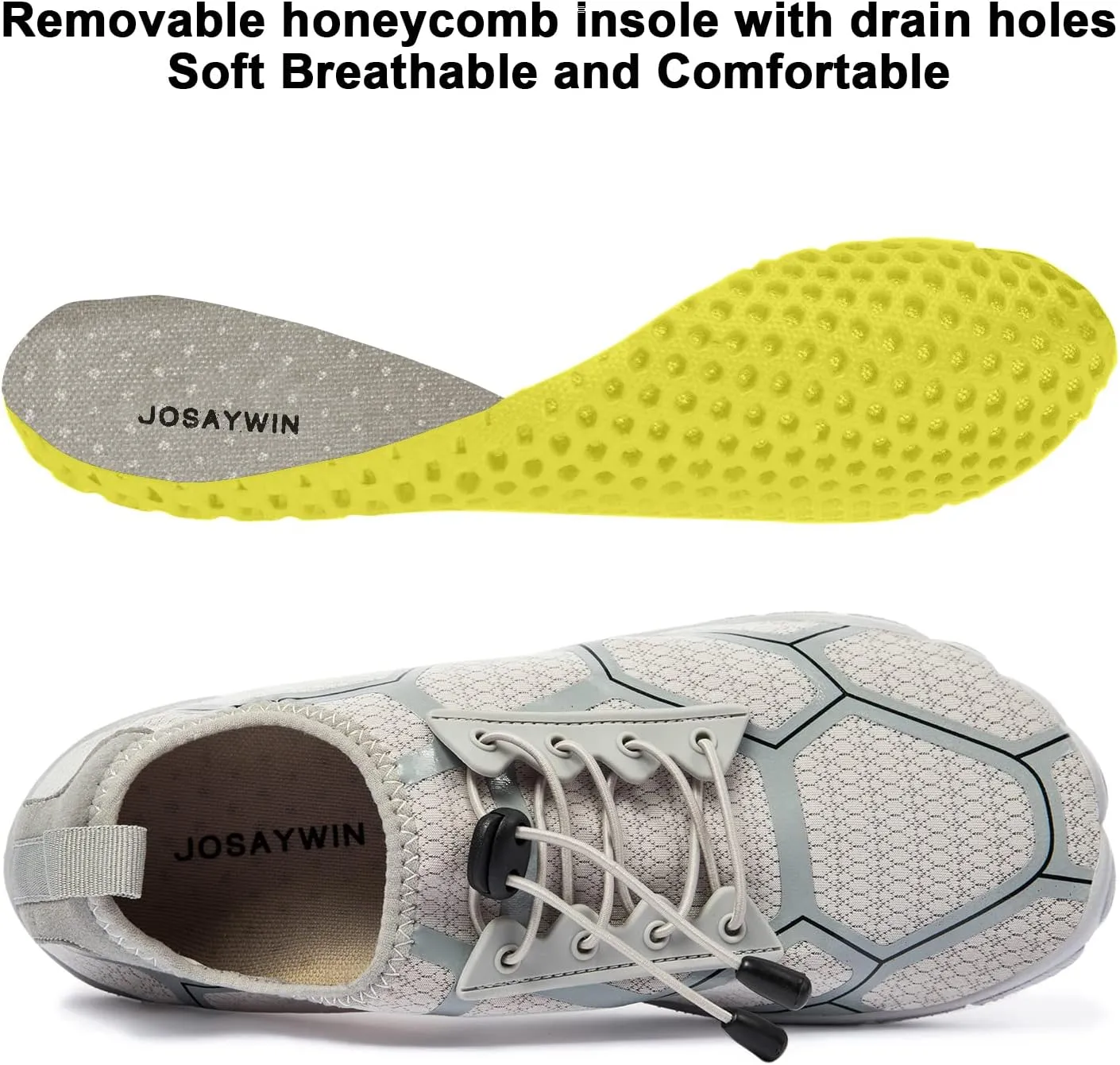 Josaywin Men's Water Shoes Barefoot Quick-Dry Sports Aqua Socks for Swim Diving Surf Pool Aqua Sports Beach Walking Wide Toe Shoes