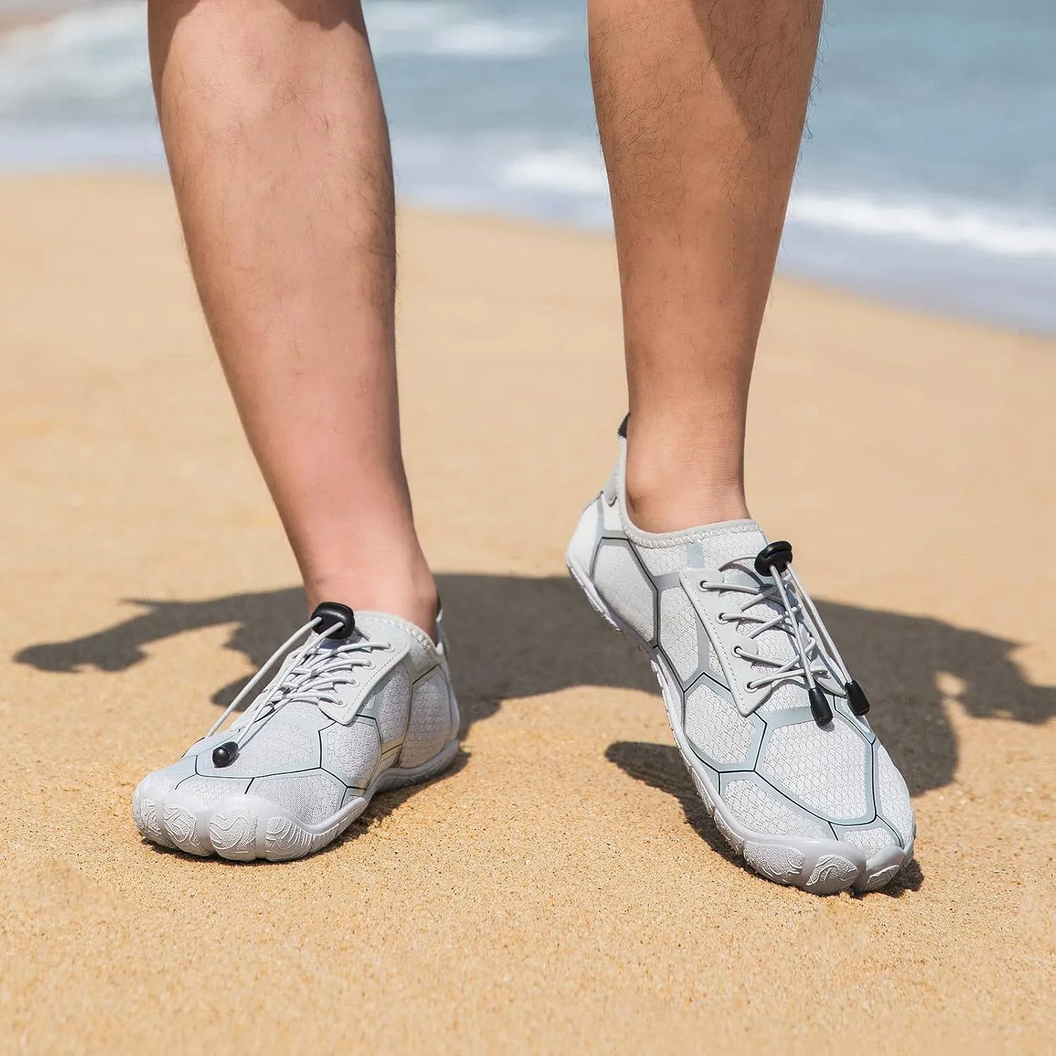 Josaywin Men's Water Shoes Barefoot Quick-Dry Sports Aqua Socks for Swim Diving Surf Pool Aqua Sports Beach Walking Wide Toe Shoes