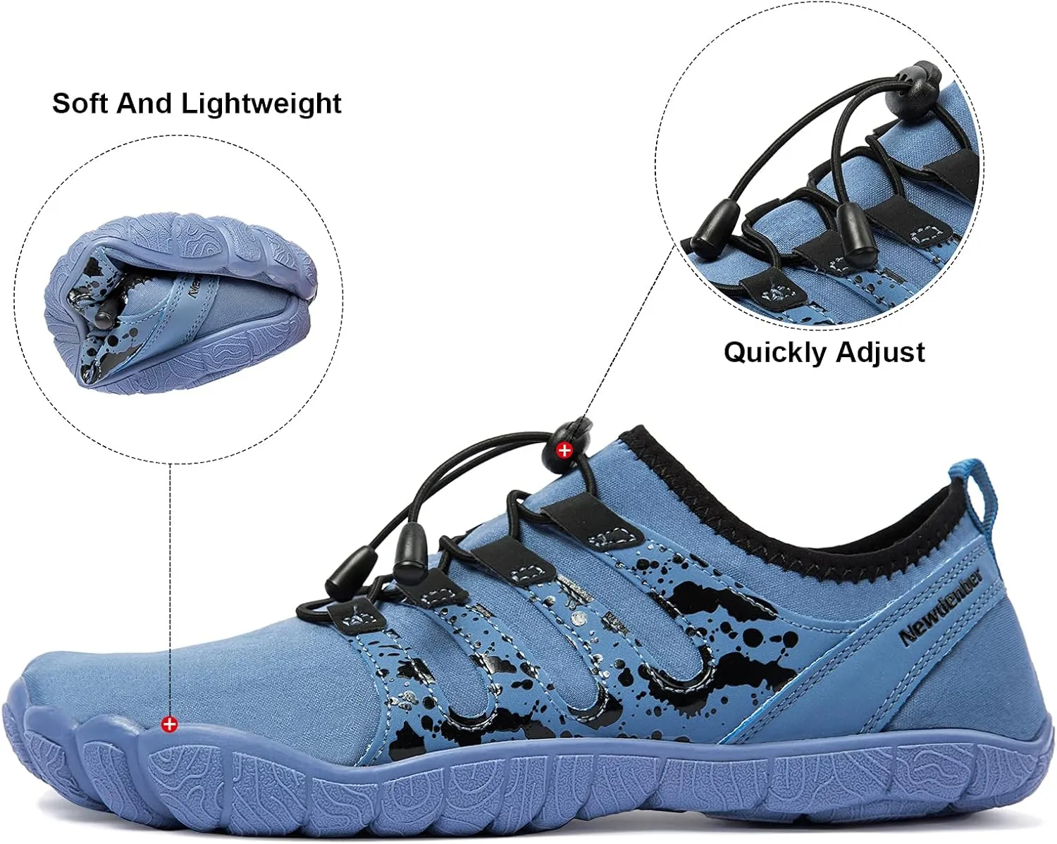 Josaywin Men's Water Shoes Barefoot Quick-Dry Sports Aqua Socks for Swim Diving Surf Pool Aqua Sports Beach Walking Wide Toe Shoes