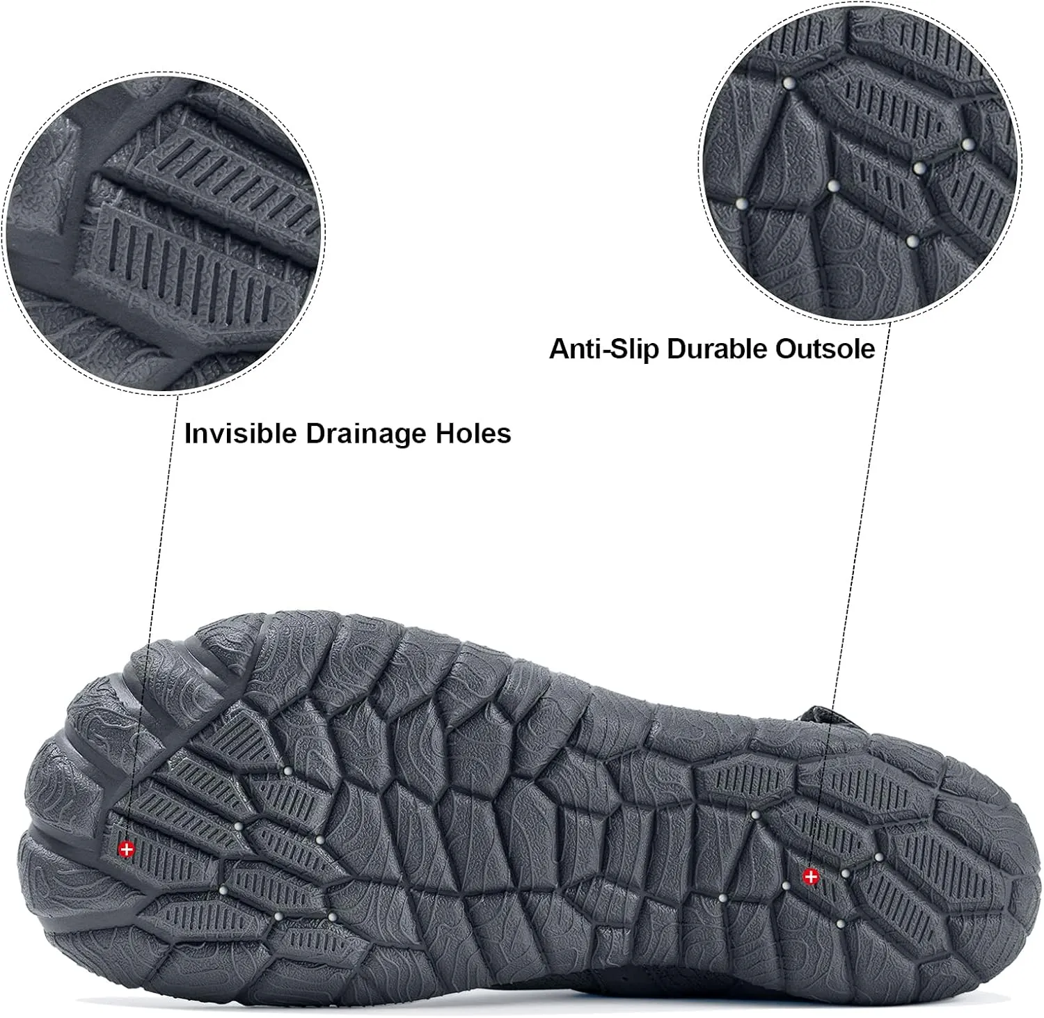 Josaywin Water Shoes for Men Quick Dry Wide Toe Aqua Shoes Adjustable Barefoot Sock for Swim Beach River Pool Surf