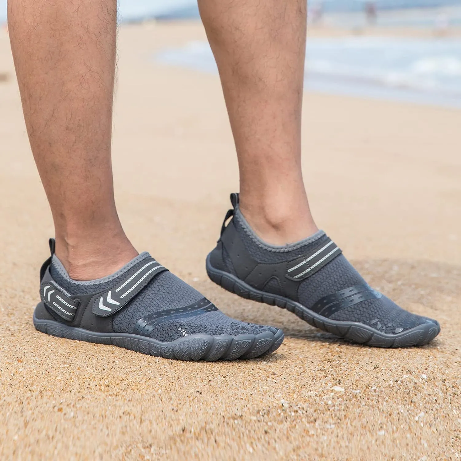 Josaywin Water Shoes for Men Quick Dry Wide Toe Aqua Shoes Adjustable Barefoot Sock for Swim Beach River Pool Surf